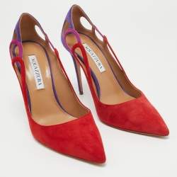 Pre Owned Aquazzura Tricolor Suede Fenix Pumps Size 38