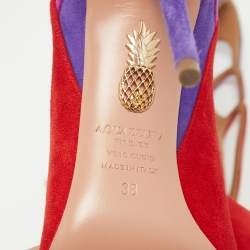 Pre Owned Aquazzura Tricolor Suede Fenix Pumps Size 38