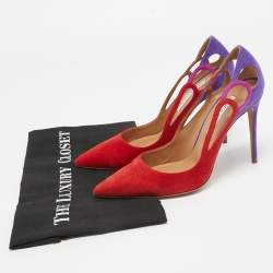 Pre Owned Aquazzura Tricolor Suede Fenix Pumps Size 38