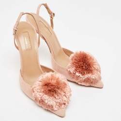 Aquazzura Pink Suede Powder Puff  Slingback Pumps Size 39