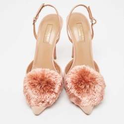 Aquazzura Pink Suede Powder Puff  Slingback Pumps Size 39