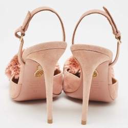 Aquazzura Pink Suede Powder Puff  Slingback Pumps Size 39