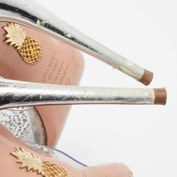 Pre Owned Aquazzura Transparent PVC and Crystal Embellished Heaven 105 Pump Size 37