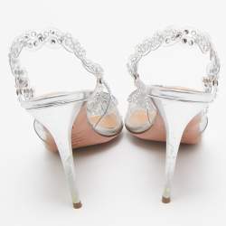 Pre Owned Aquazzura Transparent PVC and Crystal Embellished Heaven 105 Pump Size 37