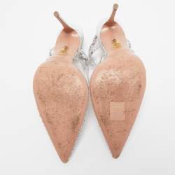 Pre Owned Aquazzura Transparent PVC and Crystal Embellished Heaven 105 Pump Size 37