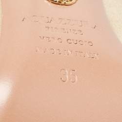 Pre Owned Aquazzura Beige/Gold Leather and Suede Savoy Pumps Size 35