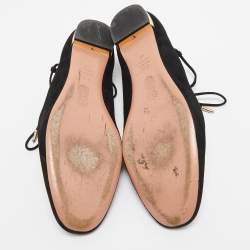 Pre Owned Aquazzura Black Suede Dancer Lace Up Ballet Flats Size 40