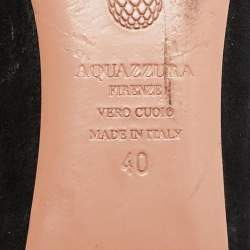 Pre Owned Aquazzura Black Suede Dancer Lace Up Ballet Flats Size 40