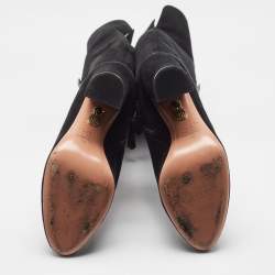 Pre Owned Aquazzura Black Suede Buttons Embellished Over The Knee Boots Size 39