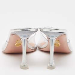 Pre Owned Aquazzura Transparent PVC Slide Sandals Size 39.5