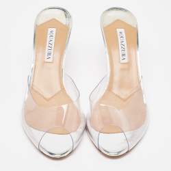 Pre Owned Aquazzura Transparent PVC Slide Sandals Size 39.5