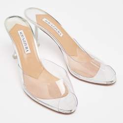 Pre Owned Aquazzura Transparent PVC Slide Sandals Size 39.5