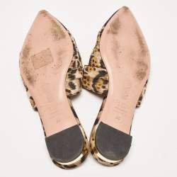 Aquazzura Black/Beige Leopard Print Fabric Mondaine Mules Size 38