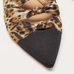 Aquazzura Black/Beige Leopard Print Fabric Mondaine Mules Size 38