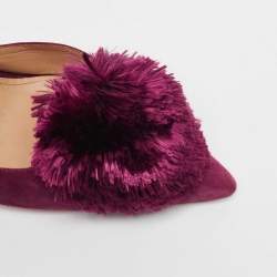 Pre Owned Aquazzura Plum Suede Powder Puff Slingback Pumps Size 39.5