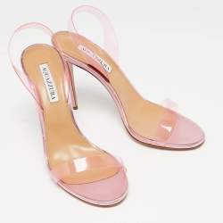 Pre Owned Aquazzura Pink PVC So Nude Slingback Sandals Size 40.5