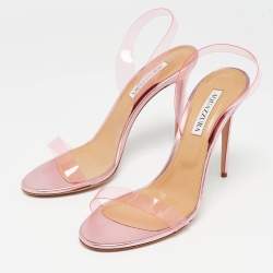 Pre Owned Aquazzura Pink PVC So Nude Slingback Sandals Size 40.5