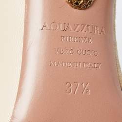 Pre Owned Aquazzura Beige Suede,Leather,Embossed Snakeskin and PVC Pointed Toe Pumps Size 37.5