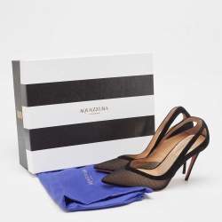 Pre Owned Aquazzura Black Suede and Mesh Shiva 105 Pumps Size 36