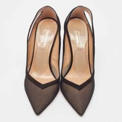 Pre Owned Aquazzura Black Suede and Mesh Shiva 105 Pumps Size 36
