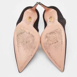 Pre Owned Aquazzura Black Suede and Mesh Shiva 105 Pumps Size 36