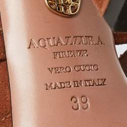 Pre Owned Aquazzura Brown Suede Lace Up Block Heel Pumps Size 39