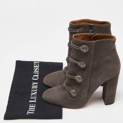 Aquazzura Grey Suede Detail Ankle Boots Size 37