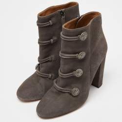 Aquazzura Grey Suede Detail Ankle Boots Size 37