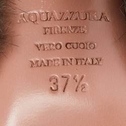 Pre Owned Aquazzura Brown Mink Fur Strap Slide Sandals Size 37.5