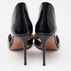Pre Owned Aquazzura Black Patent Leather Peep Toe Pumps Size 38