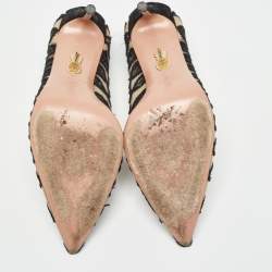 Pre Owned Aquazzura Black Lace and Suede After Dark Pumps Size 39