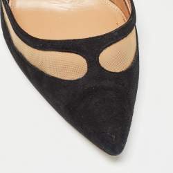 Aquazzura Black Suede and Mesh Pointed Toe Pumps Size 39