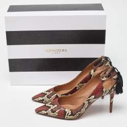 Pre Owned Aquazzura Multicolor Python Leather Forever Marilyn Tassel Detail Pointed Toe Pumps Size 37