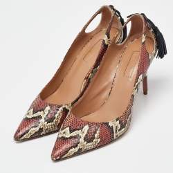 Pre Owned Aquazzura Multicolor Python Leather Forever Marilyn Tassel Detail Pointed Toe Pumps Size 37