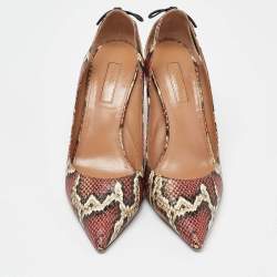 Pre Owned Aquazzura Multicolor Python Leather Forever Marilyn Tassel Detail Pointed Toe Pumps Size 37