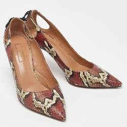 Pre Owned Aquazzura Multicolor Python Leather Forever Marilyn Tassel Detail Pointed Toe Pumps Size 37