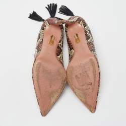 Pre Owned Aquazzura Multicolor Python Leather Forever Marilyn Tassel Detail Pointed Toe Pumps Size 37
