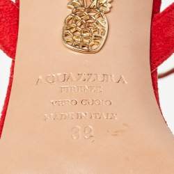 Pre Owned Aquazzura Red/Purple Suede Ankle Strap Pumps Size 39