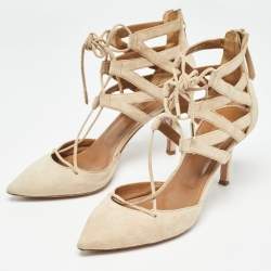 Aquazzura Beige Suede Belgravia Pumps Size 37