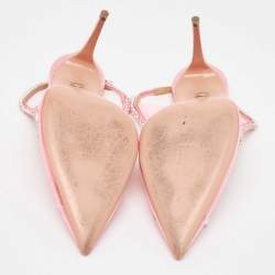 Pre Owned Aquazzura Pink PVC and Leather Seduction Crystals Slingback Pumps Size 39
