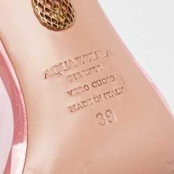 Pre Owned Aquazzura Pink PVC and Leather Seduction Crystals Slingback Pumps Size 39