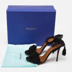 Aquazzura Black Suede Wild Thing Ankle Wrap Sandals Size 36