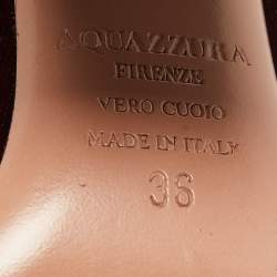 Pre Owned Aquazzura Burgundy Velvet Alix Ankle Strap Pumps Size 36