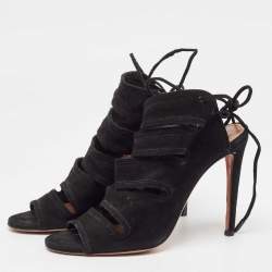 Pre Owned Aquazzura Black Suede Sloane Sandals Size 36