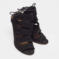 Pre Owned Aquazzura Black Suede Sloane Sandals Size 36