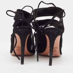 Pre Owned Aquazzura Black Suede Sloane Sandals Size 36