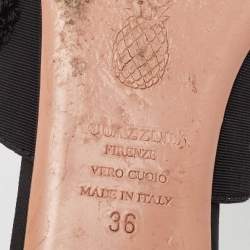 Pre Owned Aquazzura Black Canvas Sunflower Mules Size 36