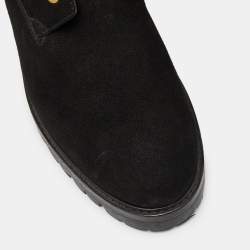 Aquazzura Black Suede and Fur Ankle Boots Size 40