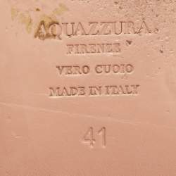 Pre Owned Aquazzura Sliver Crystal Embellished Leather Strappy Flats Size 41