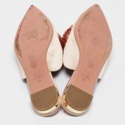 Pre Owned Aquazzura Pink Satin Pom-Pom Embellishments Pointed Toe Flat Mules Size 41